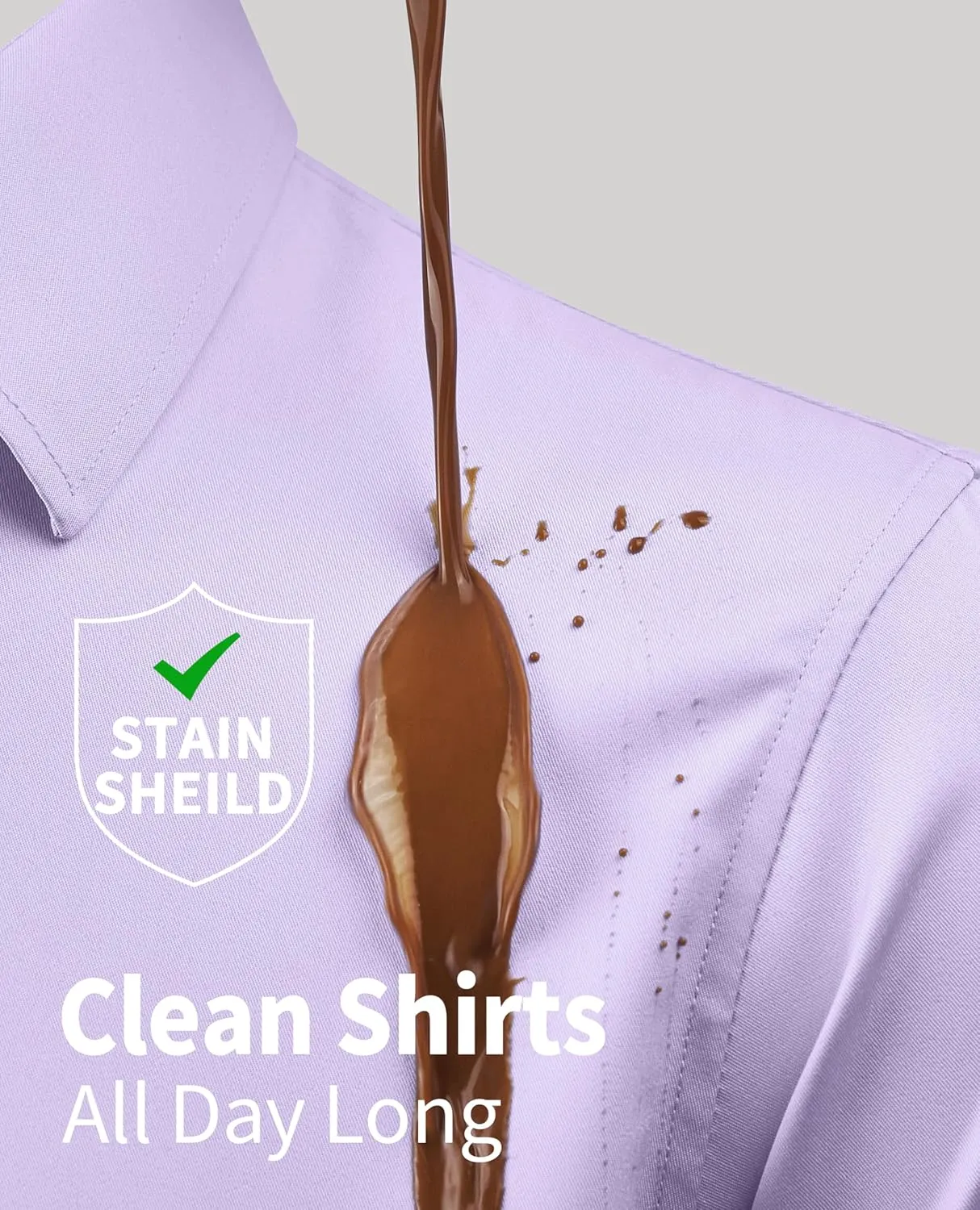 DEMEANOR Stain Sheild Dress Shirts for Men Dress Shirts Slim Fit Button Down Long Sleeve Dress Shirt Formal Business