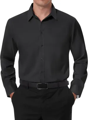 DEMEANOR Stain Sheild Dress Shirts for Men Dress Shirts Slim Fit Button Down Long Sleeve Dress Shirt Formal Business