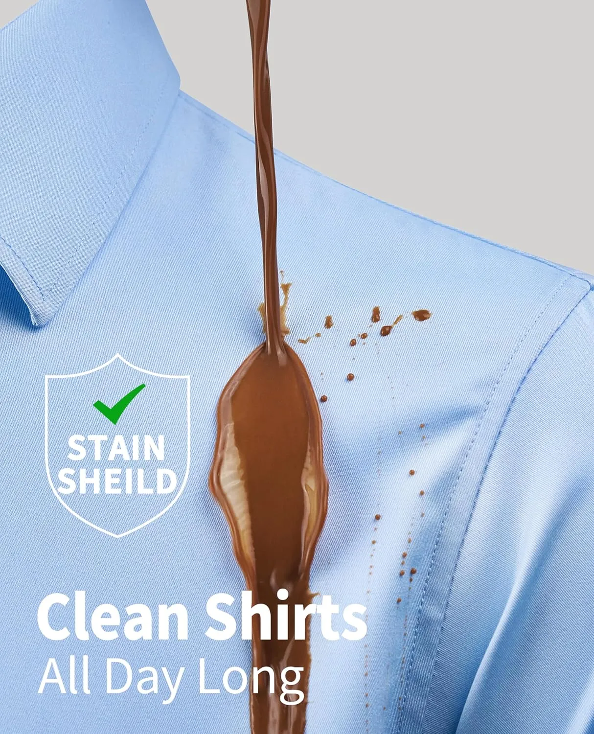 DEMEANOR Stain Sheild Dress Shirts for Men Dress Shirts Slim Fit Button Down Long Sleeve Dress Shirt Formal Business