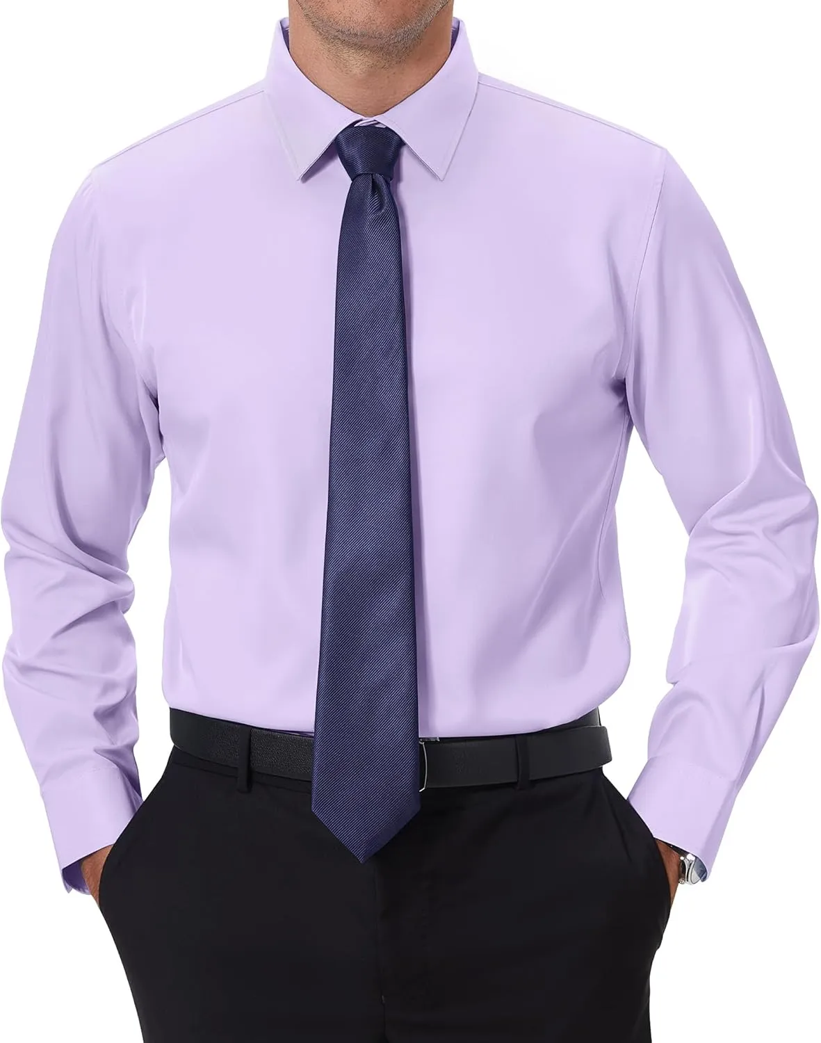 DEMEANOR Stain Sheild Dress Shirts for Men Dress Shirts Slim Fit Button Down Long Sleeve Dress Shirt Formal Business