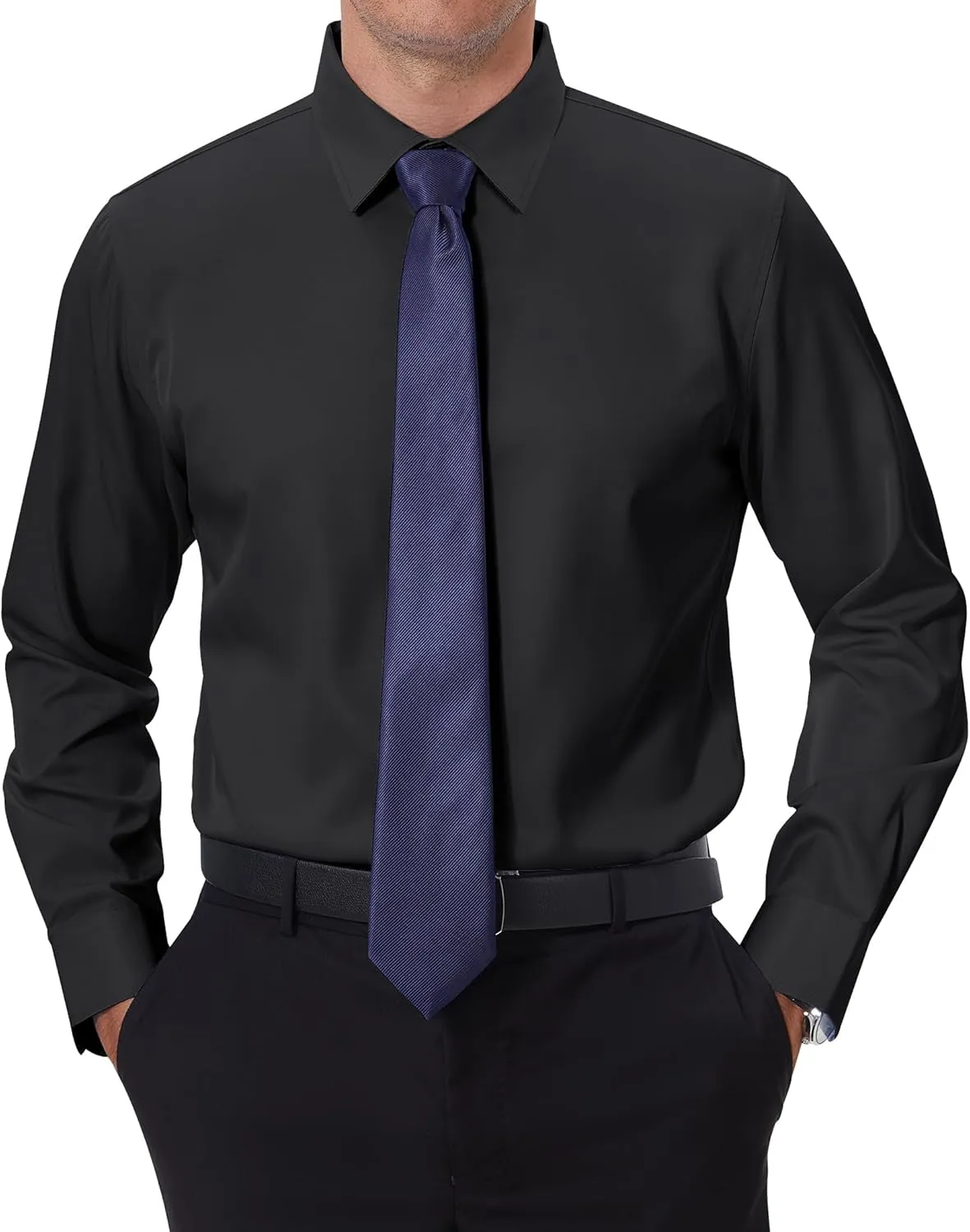 DEMEANOR Stain Sheild Dress Shirts for Men Dress Shirts Slim Fit Button Down Long Sleeve Dress Shirt Formal Business