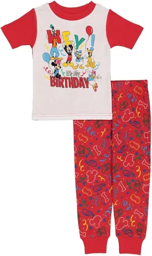 Disney Baby Girls' 2-Piece Snug-fit Cotton Holiday Pajama Set, Soft & Cute for Kids