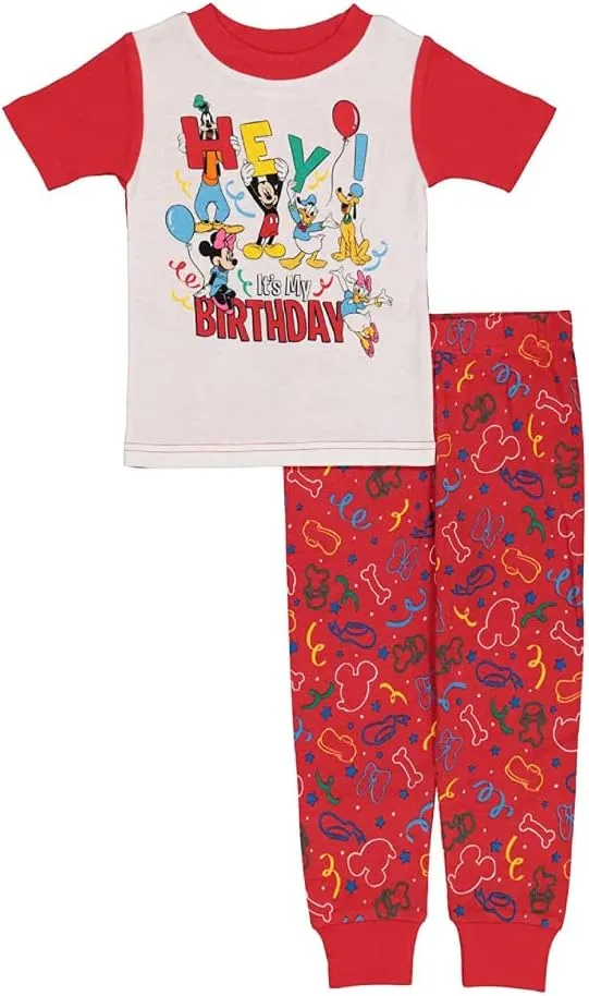 Disney Baby Girls' 2-Piece Snug-fit Cotton Holiday Pajama Set, Soft & Cute for Kids