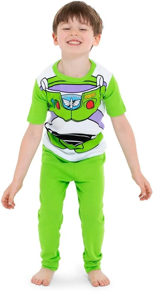 Disney Boys' 4-Piece Snug-fit Cotton Pajama Set, Soft & Cute for Kids