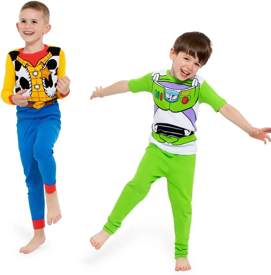 Disney Boys' 4-Piece Snug-fit Cotton Pajama Set, Soft & Cute for Kids