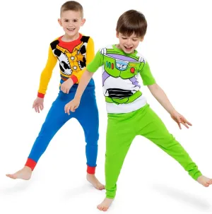 Disney Boys' 4-Piece Snug-fit Cotton Pajama Set, Soft & Cute for Kids