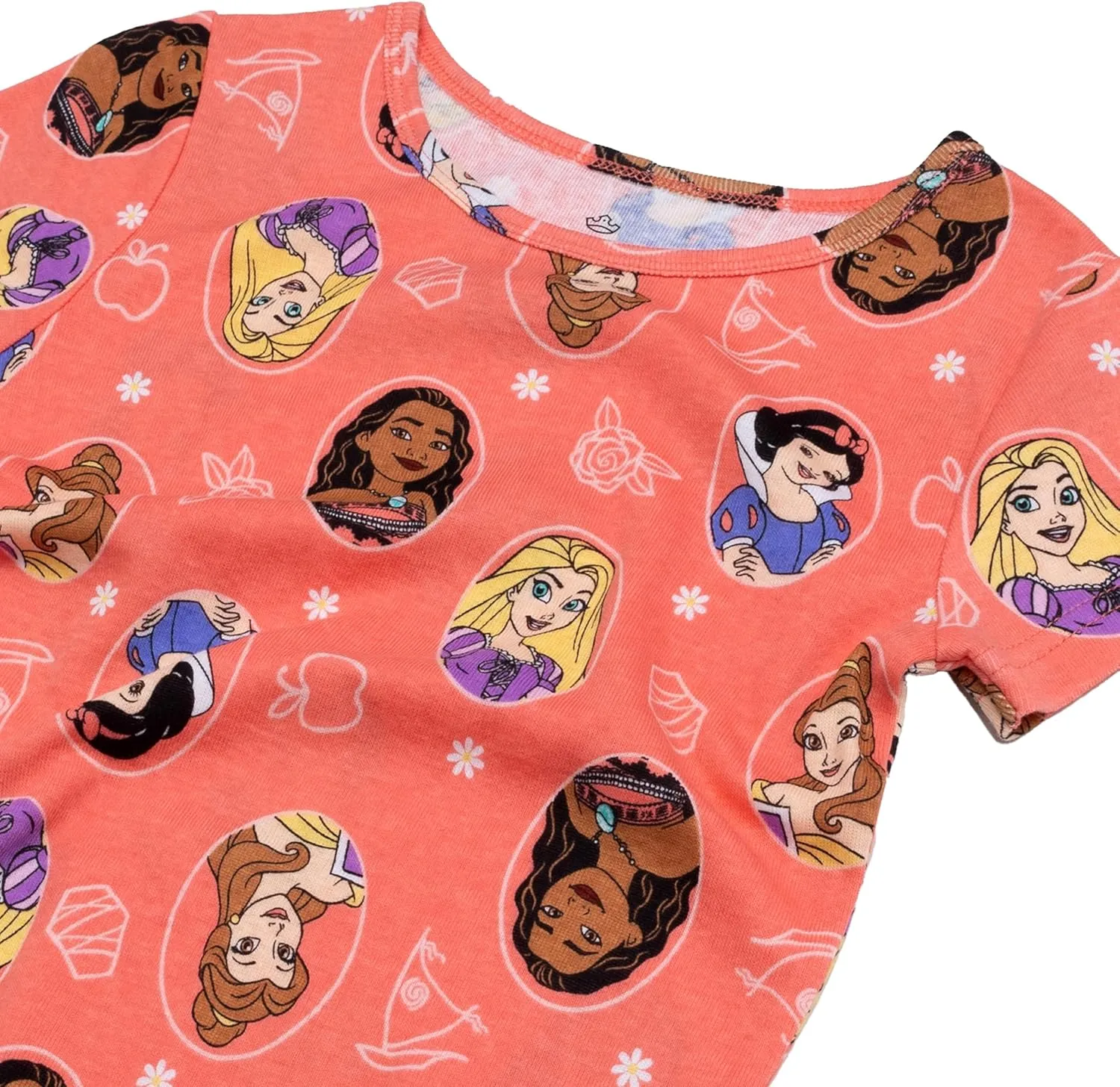 Disney Girls' 4-Piece Snug-fit Cotton Pajama Set, Soft & Cute for Kids