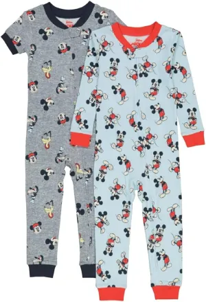 Disney Mickey & Minnie Mouse 2-Pack Footless One Piece Cotton, Snug-fit Pajamas, Soft & Cute for Kids