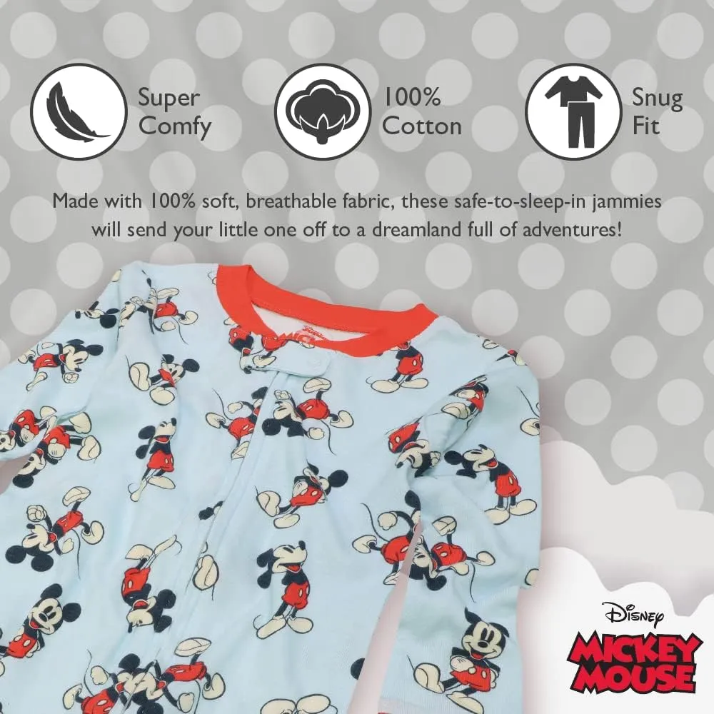 Disney Mickey & Minnie Mouse 2-Pack Footless One Piece Cotton, Snug-fit Pajamas, Soft & Cute for Kids