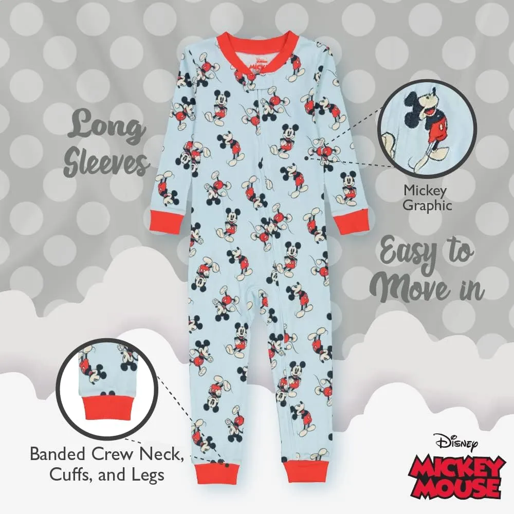 Disney Mickey & Minnie Mouse 2-Pack Footless One Piece Cotton, Snug-fit Pajamas, Soft & Cute for Kids