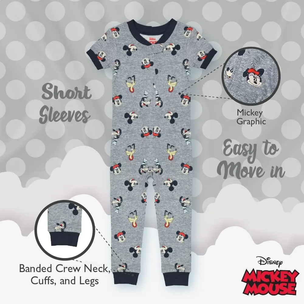 Disney Mickey & Minnie Mouse 2-Pack Footless One Piece Cotton, Snug-fit Pajamas, Soft & Cute for Kids