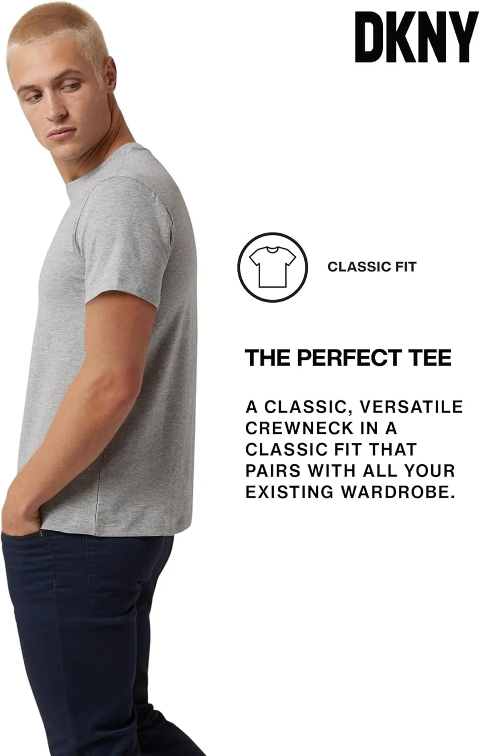 DKNY Mens Tshirts - Luxury Crew Neck T Shirts for Men | Premium Soft Mens Tshirts | Plain Dress Tee Shirts Men