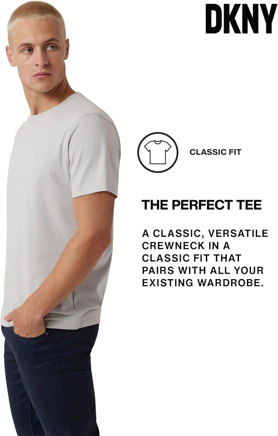 DKNY Mens Tshirts - Luxury Crew Neck T Shirts for Men | Premium Soft Mens Tshirts | Plain Dress Tee Shirts Men
