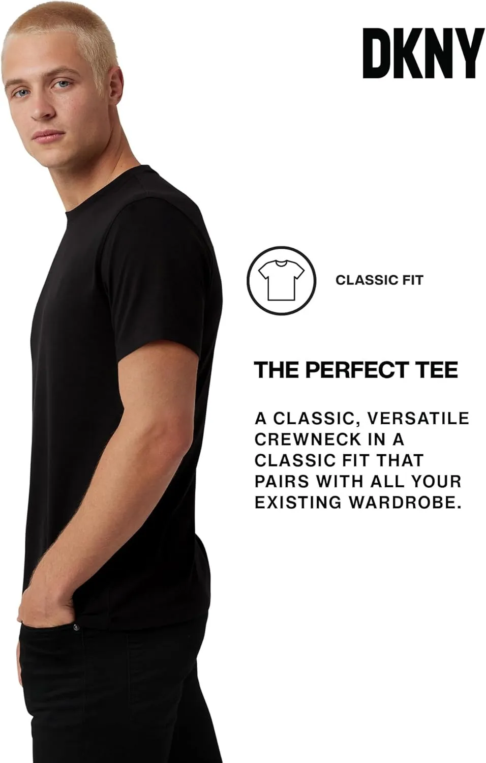 DKNY Mens Tshirts - Luxury Crew Neck T Shirts for Men | Premium Soft Mens Tshirts | Plain Dress Tee Shirts Men