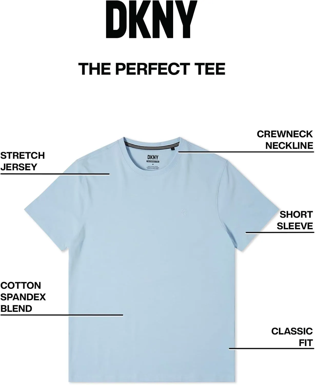 DKNY Mens Tshirts - Luxury Crew Neck T Shirts for Men | Premium Soft Mens Tshirts | Plain Dress Tee Shirts Men