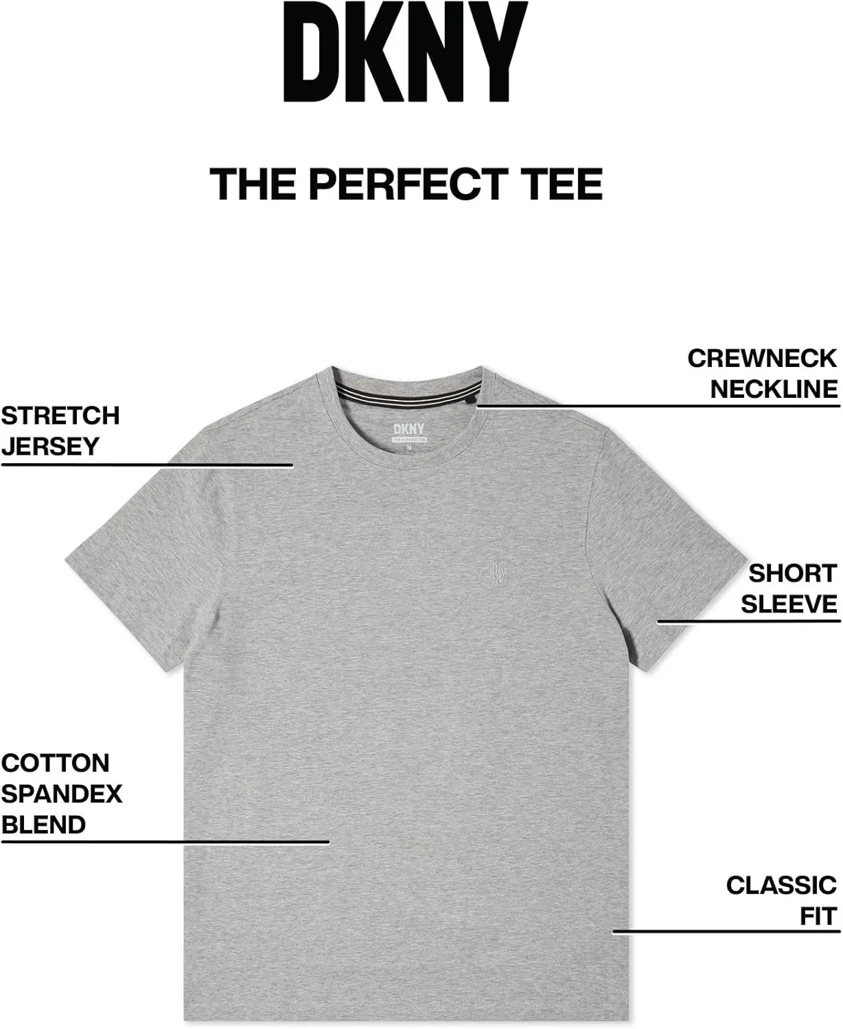 DKNY Mens Tshirts - Luxury Crew Neck T Shirts for Men | Premium Soft Mens Tshirts | Plain Dress Tee Shirts Men