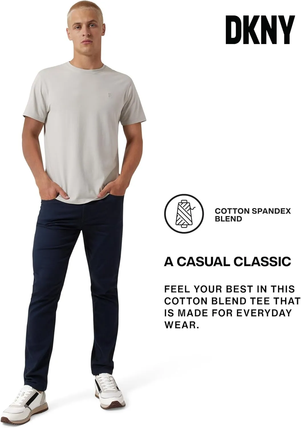 DKNY Mens Tshirts - Luxury Crew Neck T Shirts for Men | Premium Soft Mens Tshirts | Plain Dress Tee Shirts Men