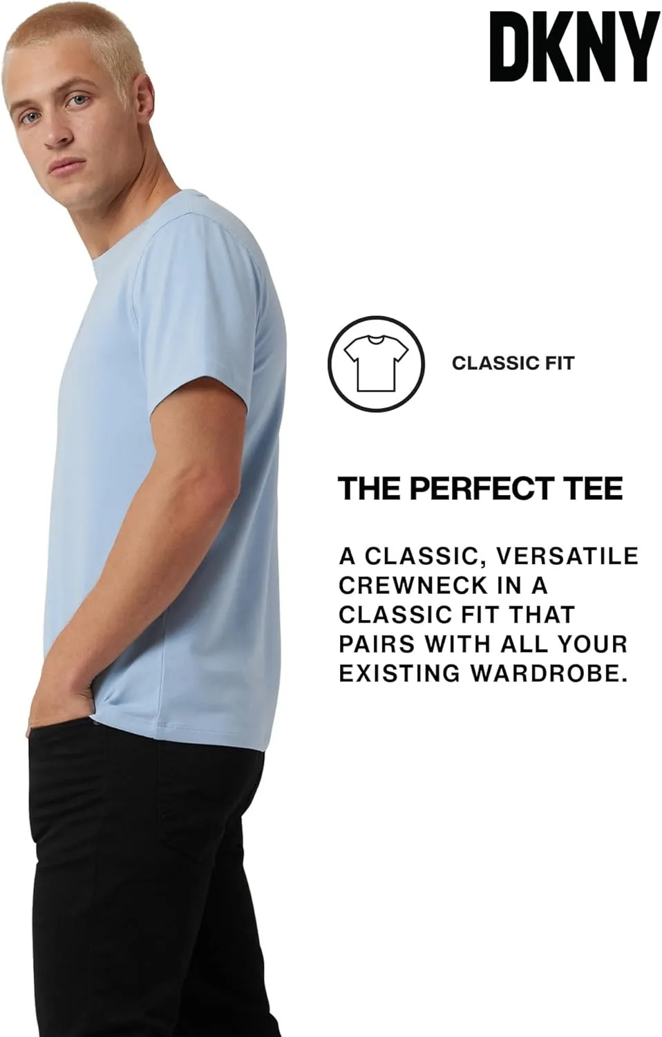 DKNY Mens Tshirts - Luxury Crew Neck T Shirts for Men | Premium Soft Mens Tshirts | Plain Dress Tee Shirts Men