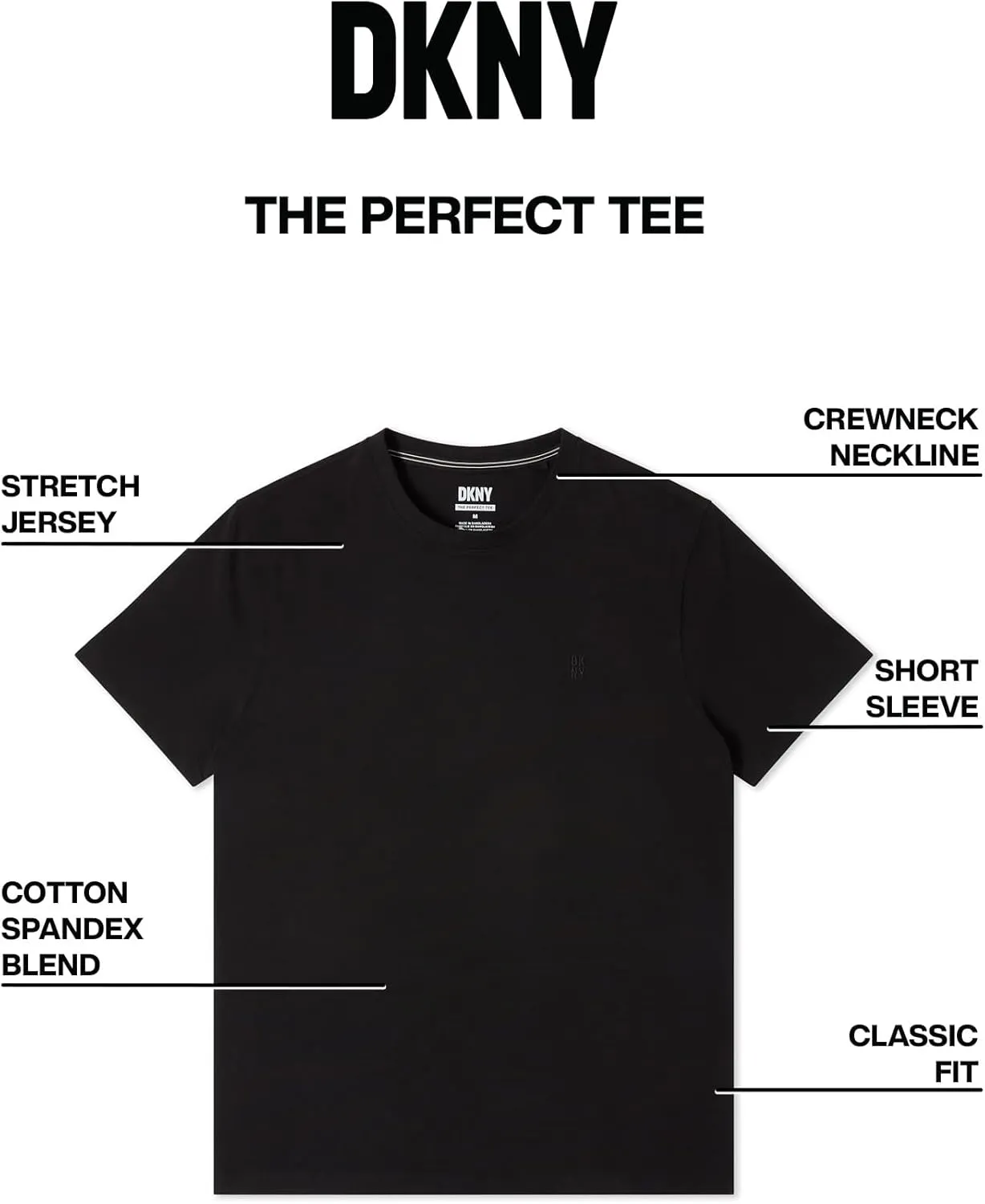DKNY Mens Tshirts - Luxury Crew Neck T Shirts for Men | Premium Soft Mens Tshirts | Plain Dress Tee Shirts Men
