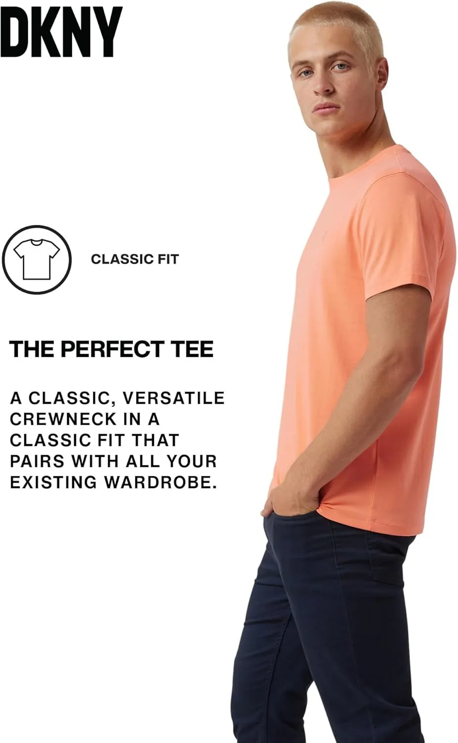 DKNY Mens Tshirts - Luxury Crew Neck T Shirts for Men | Premium Soft Mens Tshirts | Plain Dress Tee Shirts Men
