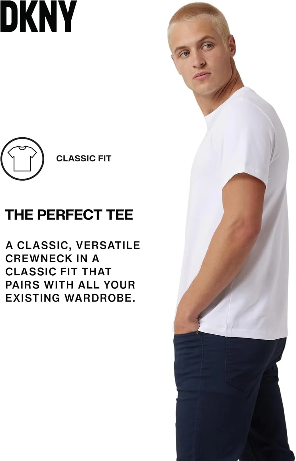 DKNY Mens Tshirts - Luxury Crew Neck T Shirts for Men | Premium Soft Mens Tshirts | Plain Dress Tee Shirts Men