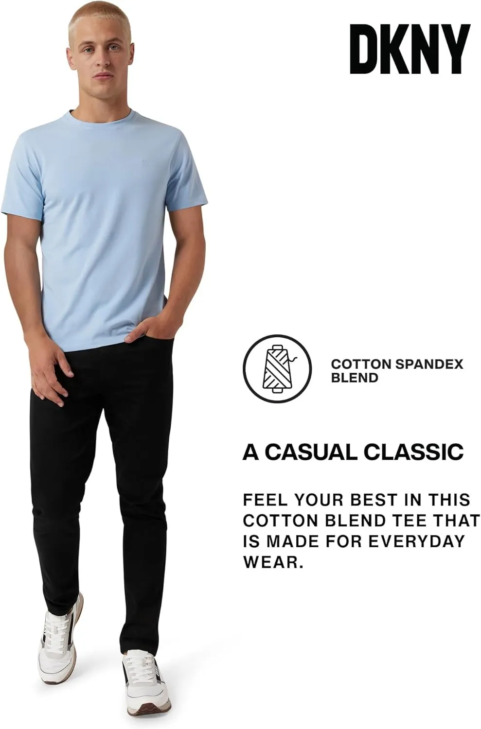 DKNY Mens Tshirts - Luxury Crew Neck T Shirts for Men | Premium Soft Mens Tshirts | Plain Dress Tee Shirts Men