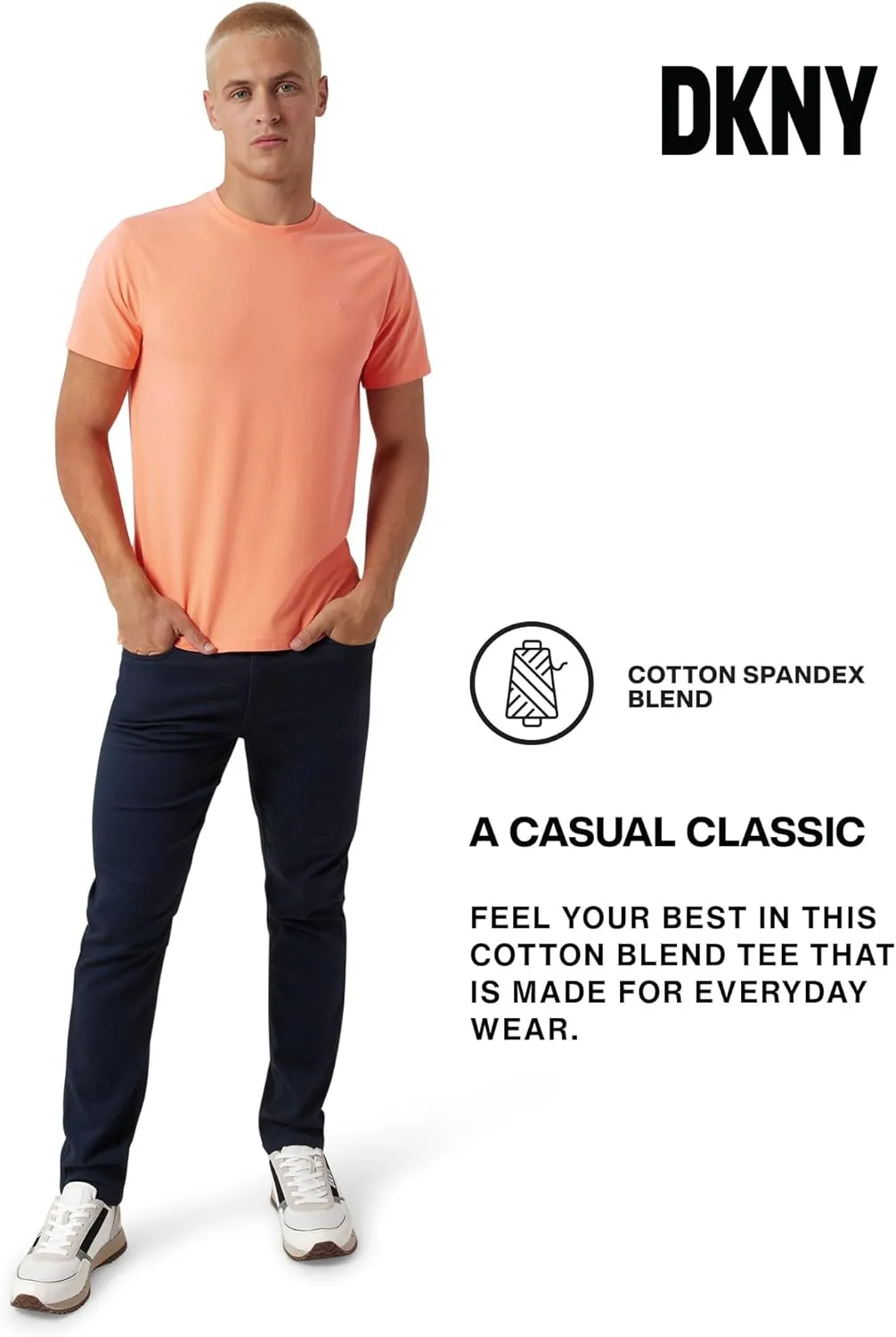DKNY Mens Tshirts - Luxury Crew Neck T Shirts for Men | Premium Soft Mens Tshirts | Plain Dress Tee Shirts Men