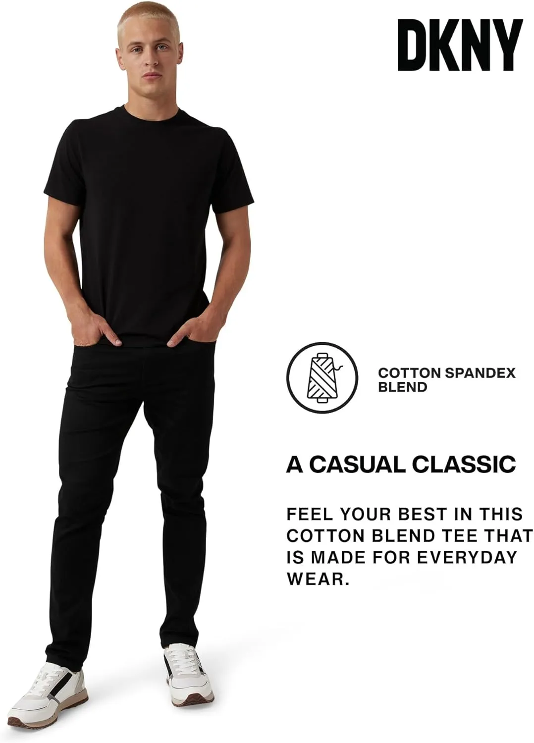 DKNY Mens Tshirts - Luxury Crew Neck T Shirts for Men | Premium Soft Mens Tshirts | Plain Dress Tee Shirts Men