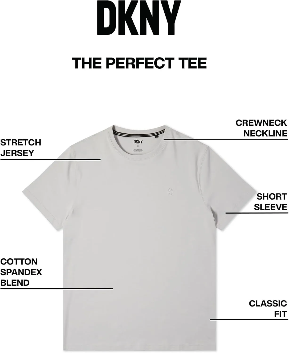 DKNY Mens Tshirts - Luxury Crew Neck T Shirts for Men | Premium Soft Mens Tshirts | Plain Dress Tee Shirts Men