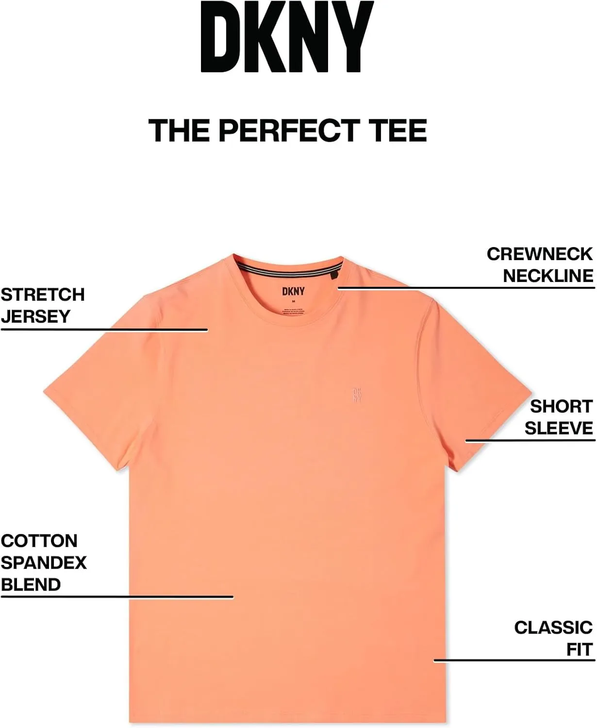 DKNY Mens Tshirts - Luxury Crew Neck T Shirts for Men | Premium Soft Mens Tshirts | Plain Dress Tee Shirts Men
