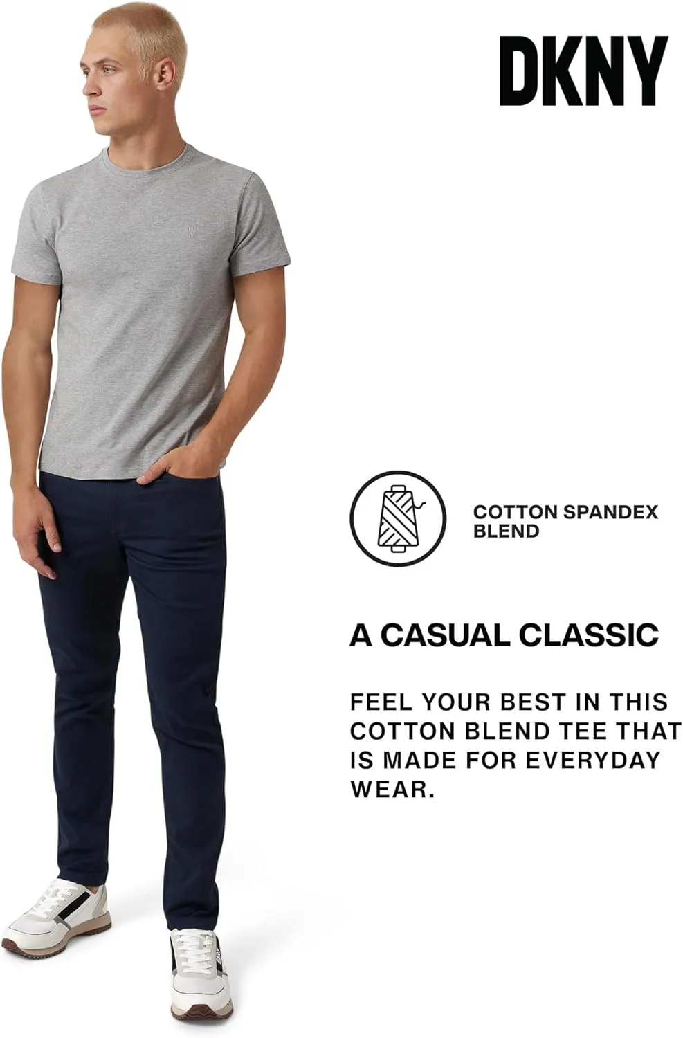 DKNY Mens Tshirts - Luxury Crew Neck T Shirts for Men | Premium Soft Mens Tshirts | Plain Dress Tee Shirts Men