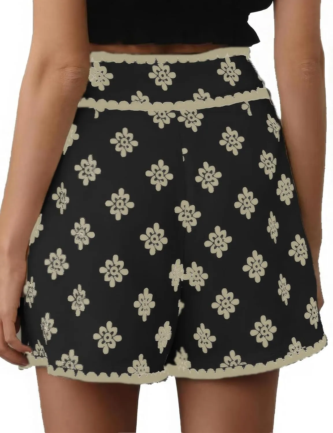 ebossy Women's Summer Floral Print Wrap Mini Skirts Knot Side High Waist Bodycon Flowy Shorts Skorts