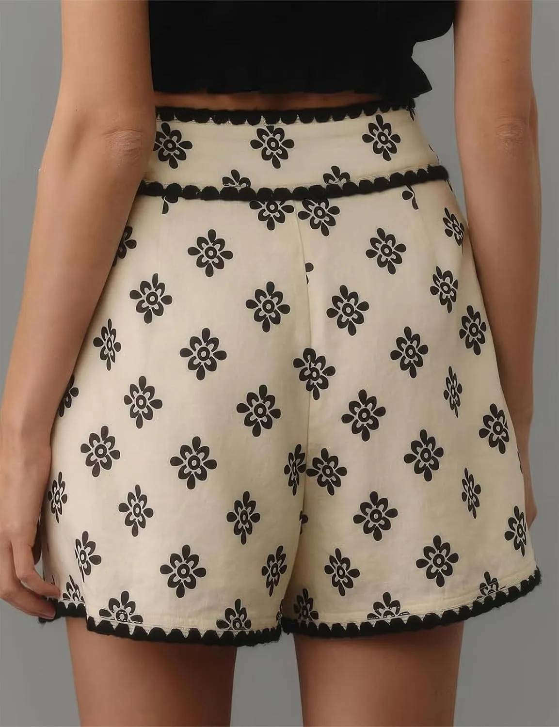 ebossy Women's Summer Floral Print Wrap Mini Skirts Knot Side High Waist Bodycon Flowy Shorts Skorts