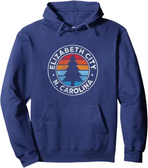 Elizabeth City North Carolina NC Vintage Graphic Retro 70s Pullover Hoodie