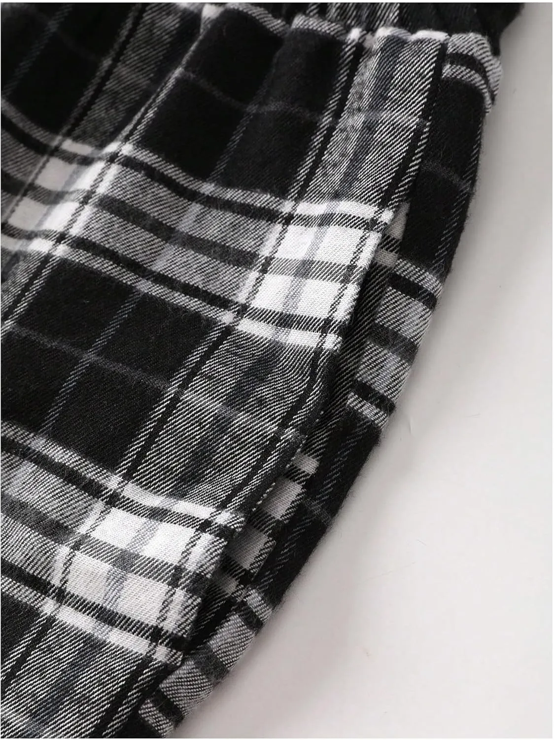 Floerns Women's Plaid Print Drawstring Waist Trousers Straight Leg Street Pants