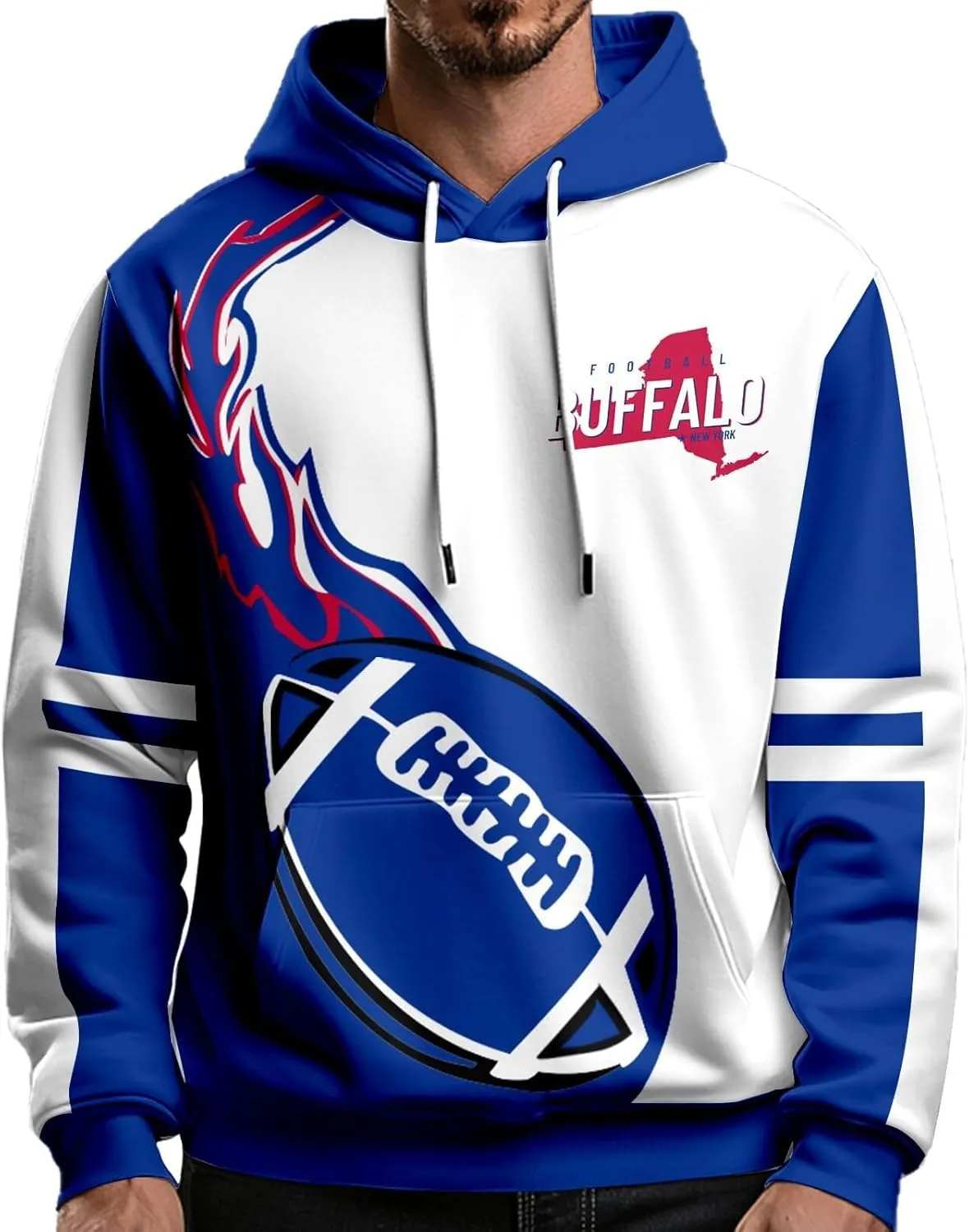 Football Hoodies for Men Women City Sweatshirts Fans Gifts Casual Collar Drawstring Long Sleeve Hoodie Pullover