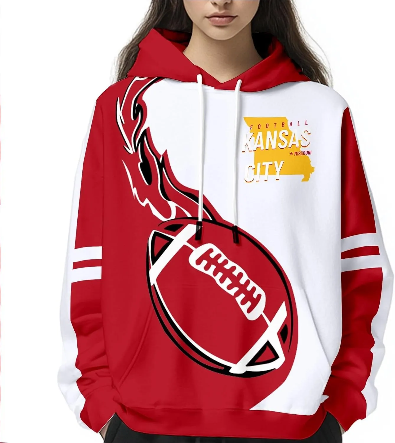 Football Hoodies for Men Women City Sweatshirts Fans Gifts Casual Collar Drawstring Long Sleeve Hoodie Pullover