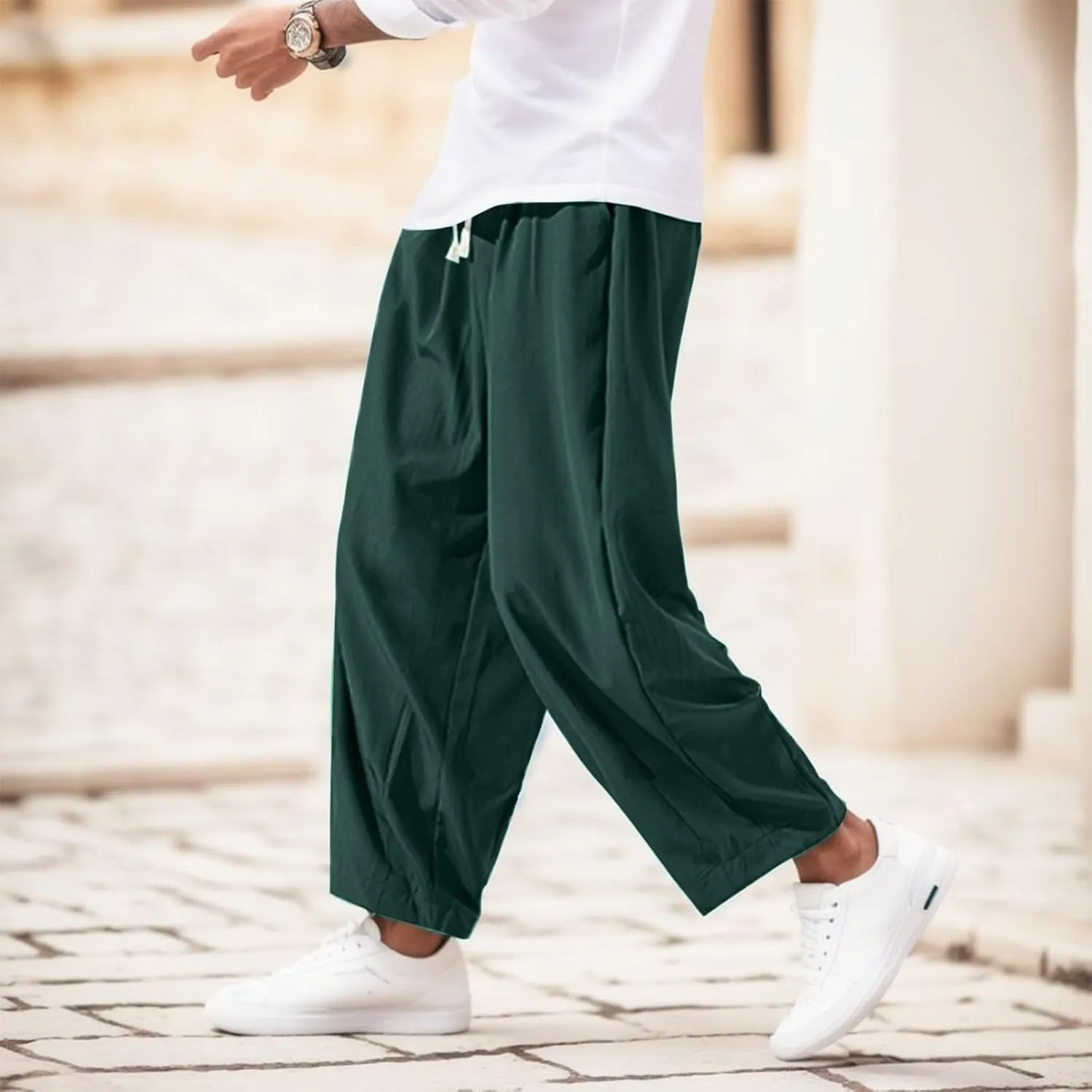 FZVYD Black Chinos Mens Joggers Cargo Pants Fashion Casual Sweatpants Work Pants Drawstring Loose Trousers with Pockets