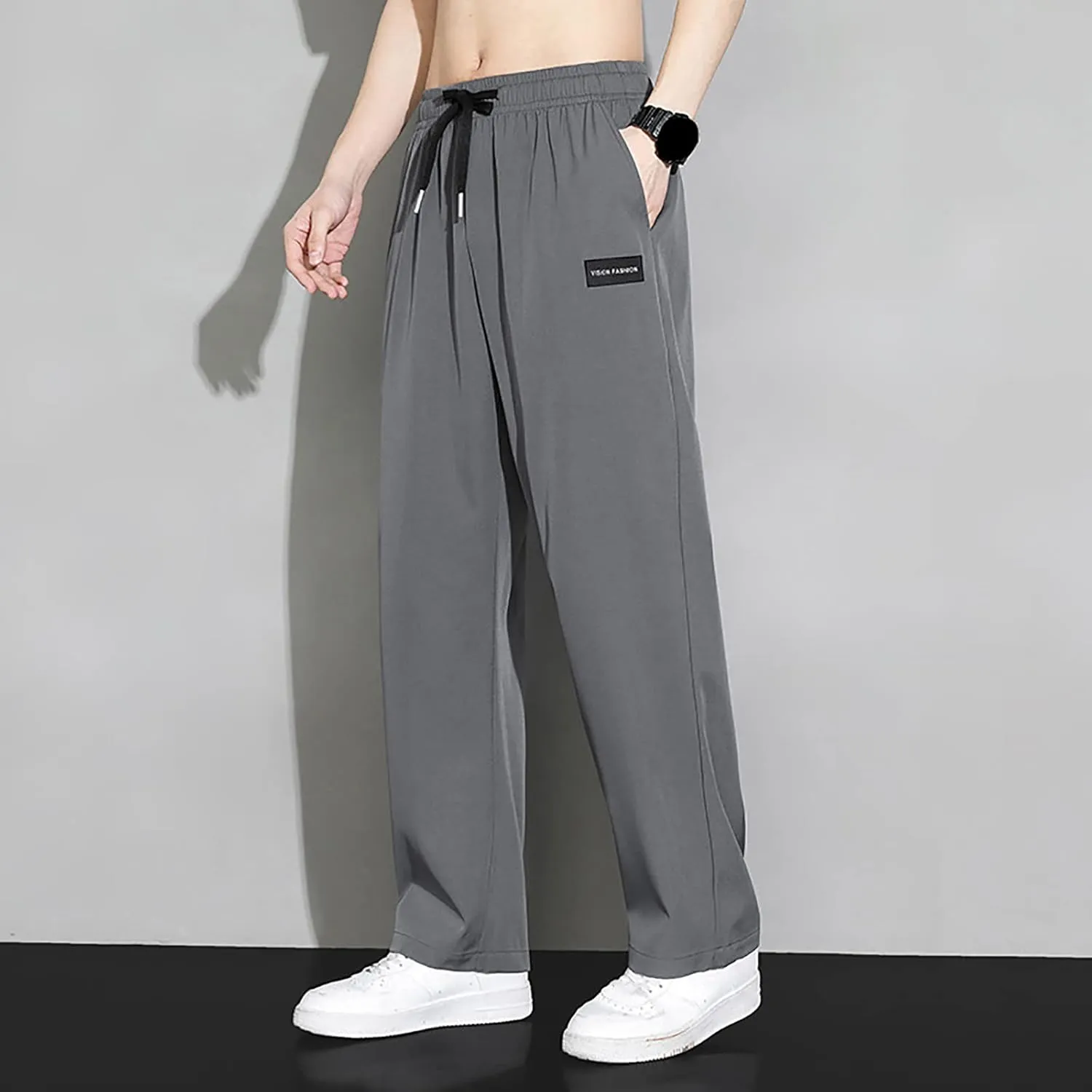 FZVYD Black Chinos Mens Joggers Cargo Pants Fashion Casual Sweatpants Work Pants Drawstring Loose Trousers with Pockets