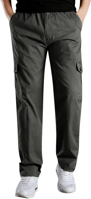 FZVYD Black Chinos Mens Joggers Cargo Pants Fashion Casual Sweatpants Work Pants Drawstring Loose Trousers with Pockets