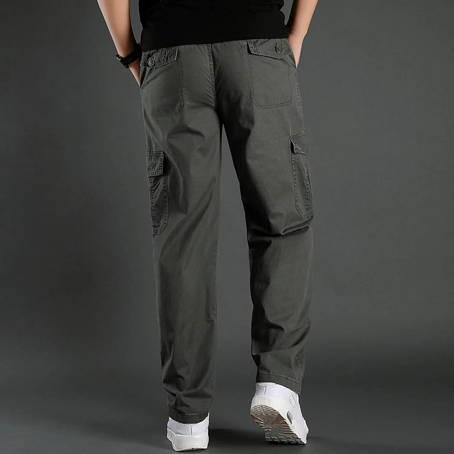 FZVYD Black Chinos Mens Joggers Cargo Pants Fashion Casual Sweatpants Work Pants Drawstring Loose Trousers with Pockets