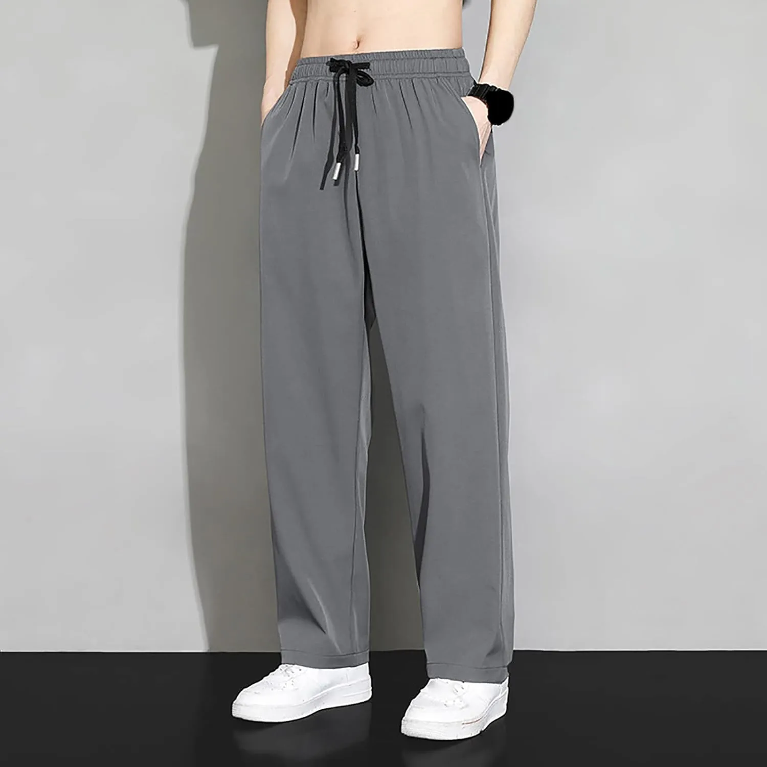 FZVYD Black Chinos Mens Joggers Cargo Pants Fashion Casual Sweatpants Work Pants Drawstring Loose Trousers with Pockets