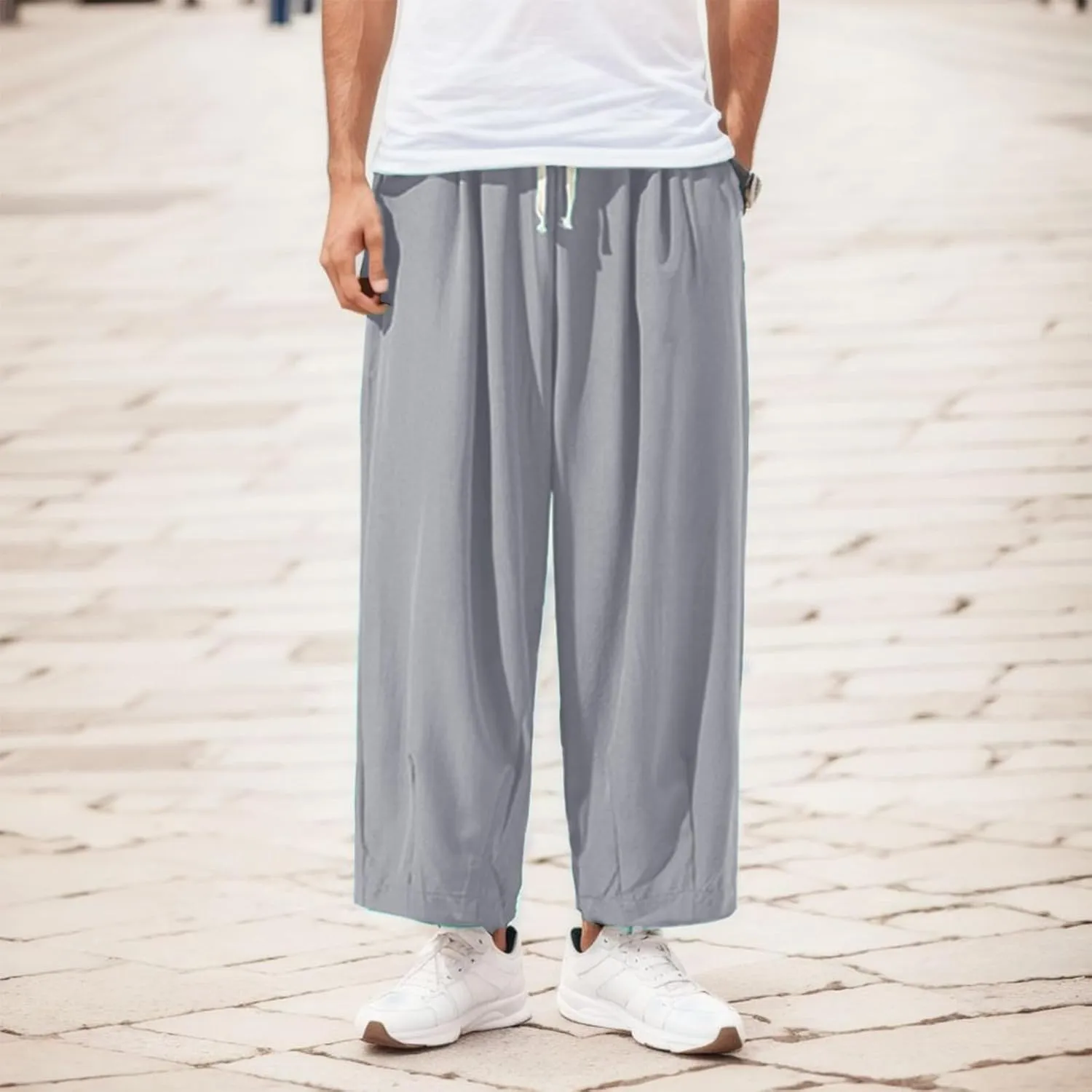 FZVYD Black Chinos Mens Joggers Cargo Pants Fashion Casual Sweatpants Work Pants Drawstring Loose Trousers with Pockets