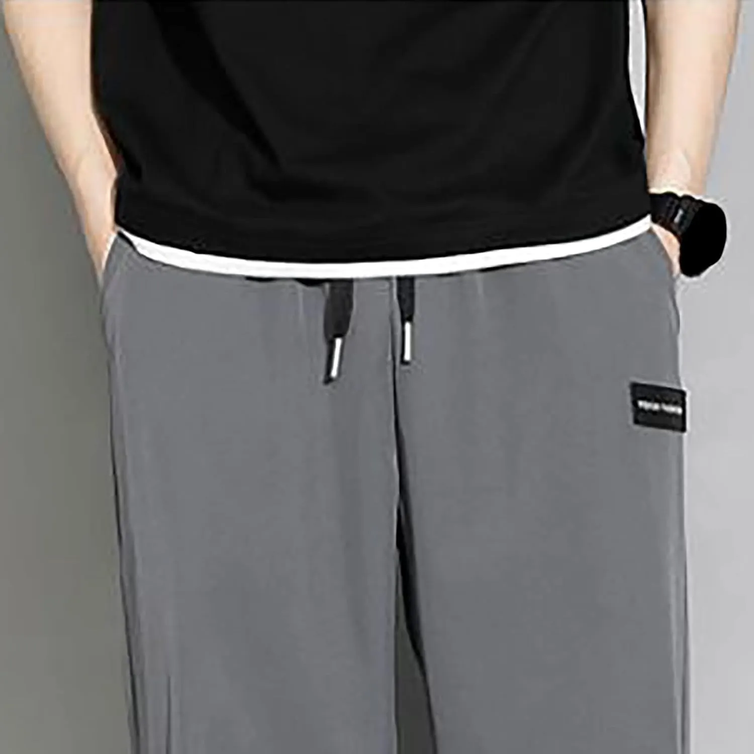 FZVYD Black Chinos Mens Joggers Cargo Pants Fashion Casual Sweatpants Work Pants Drawstring Loose Trousers with Pockets