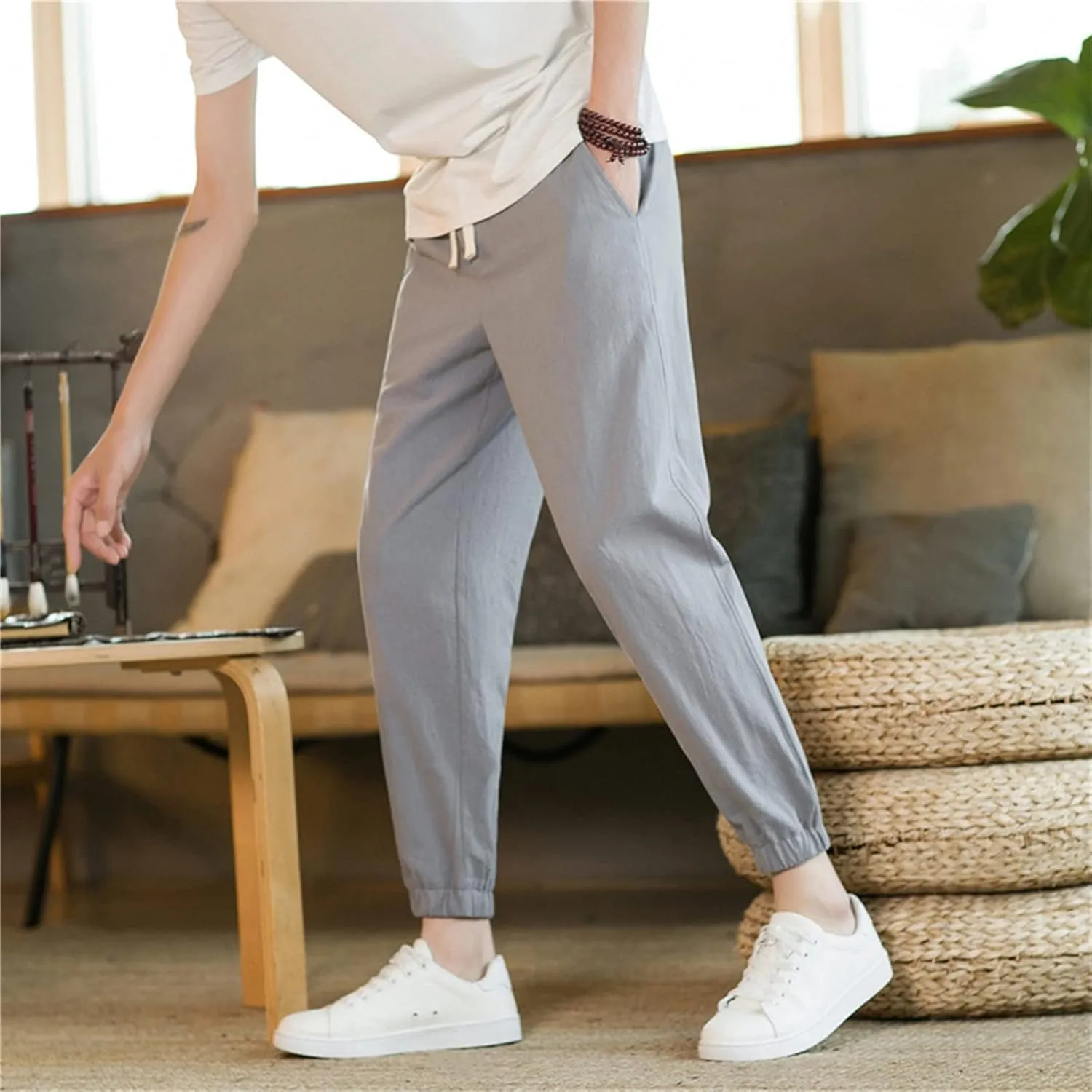 FZVYD Men Dress Pants Mens Joggers Cargo Pants Fashion Casual Sweatpants Work Pants Drawstring Loose Trousers with Pockets