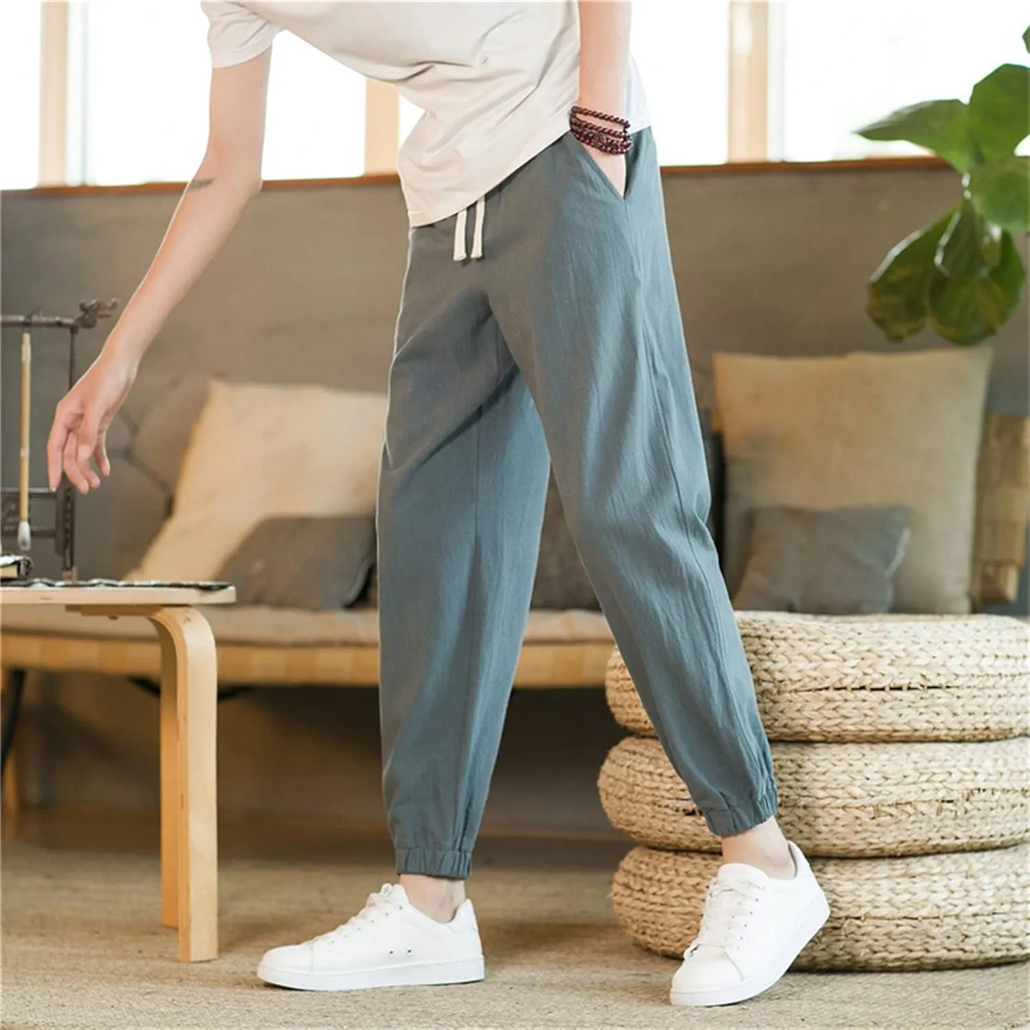 FZVYD Men Dress Pants Mens Joggers Cargo Pants Fashion Casual Sweatpants Work Pants Drawstring Loose Trousers with Pockets