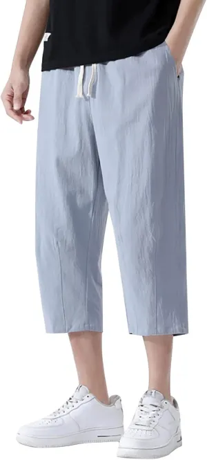 FZVYD Mens Pink Pants Mens Casual Elastic Drawstring Cargo Pants Lightweight Relaxed Fit Cotton Workout Sweatpants 2023
