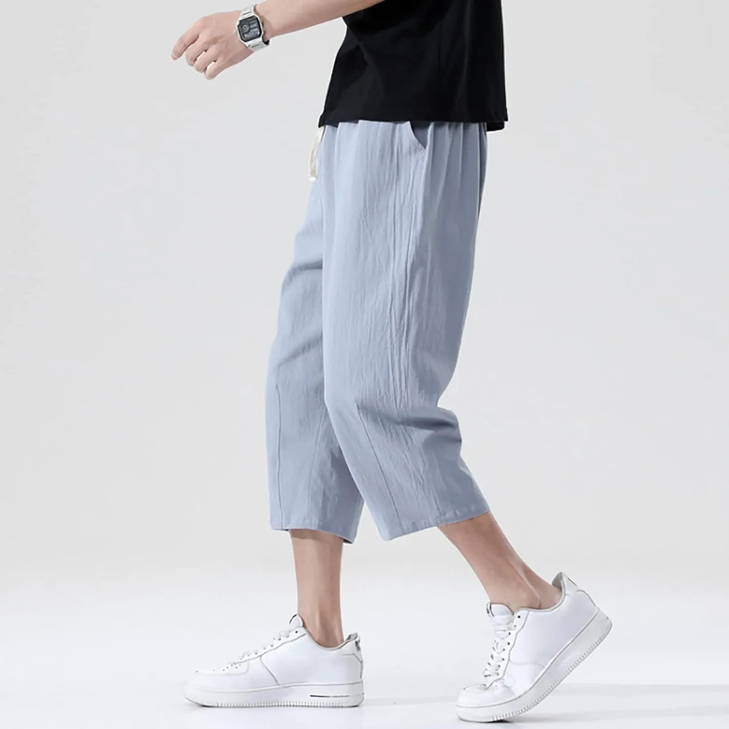FZVYD Mens Pink Pants Mens Casual Elastic Drawstring Cargo Pants Lightweight Relaxed Fit Cotton Workout Sweatpants 2023