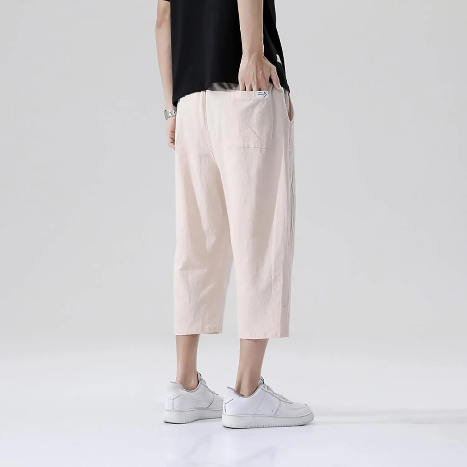FZVYD Mens Pink Pants Mens Casual Elastic Drawstring Cargo Pants Lightweight Relaxed Fit Cotton Workout Sweatpants 2023