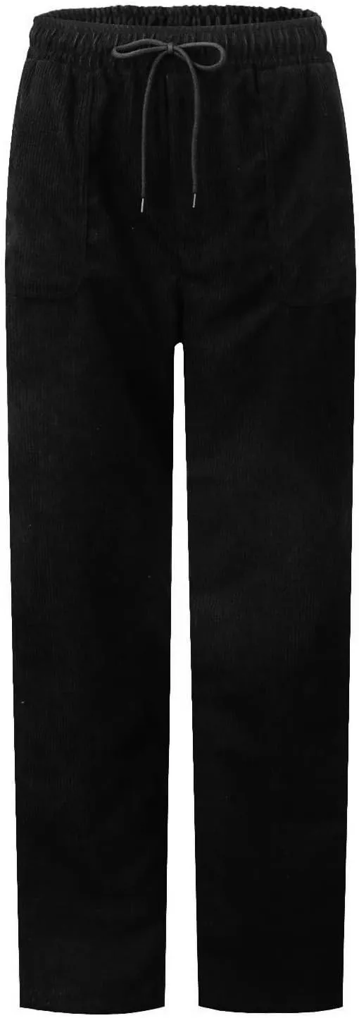 FZYLQY Corduroy Pants for Women Casual Drawstring Elastic High Waist Straight Leg Pants Loose Comfy Trousers with Pockets